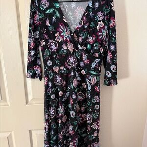 Leota Black Floral Long Sleeve Dress